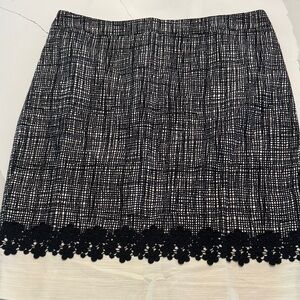 Talbots Black and White Pencil Skirt with Lace Detail